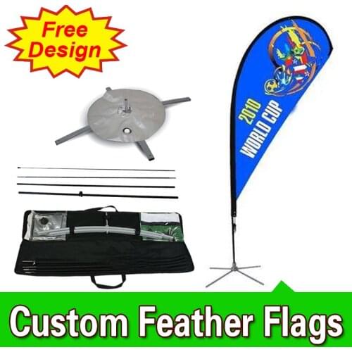 Free Design Free Shipping Double Sided Cross Base Teardrop Flag Signs Advertising Feather Flags Custom Promo Flags