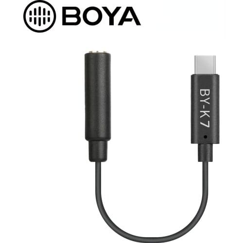 BOYA BY-K7 3.5mmTRS to Type C Audio Adapter for DJI OSMO Action Apple Android audio cable for microphone phone extension cable
