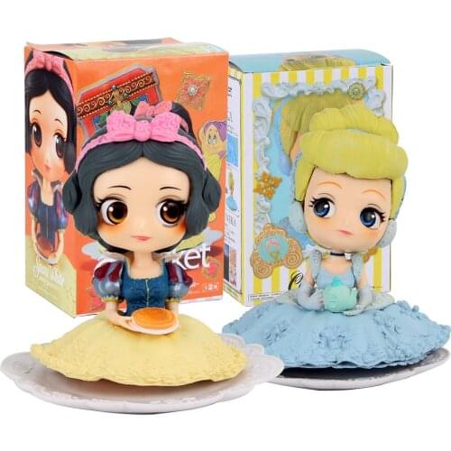 10cm Q Posket Princess Cinderella Snow White PVC Action Figure Model Toys Cake Decoration Collection Doll