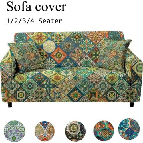 3D Mandala Pattern Elastic Sofa Cover Stretch Slipcover Sectional Couch Cover 1/2/3/4 Seater for Living Room funda de sofá