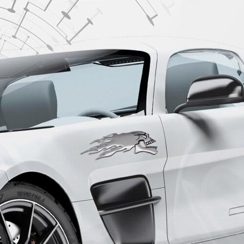 1 Pcs 14.5x5.5CM Car 3D Head Style Emblem Sticker Chrome Personality Ghost Skull Motorcycle Badge Decals For Motorcycle