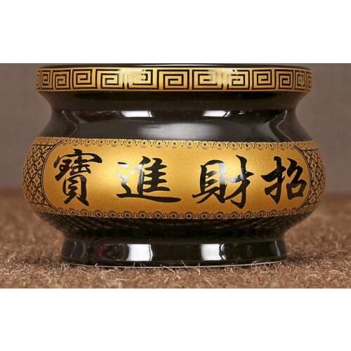 Ceramic incense burner opening treasure Incense burner Guan Gong, goddess of wealth, worships Buddhist articles for Buddha