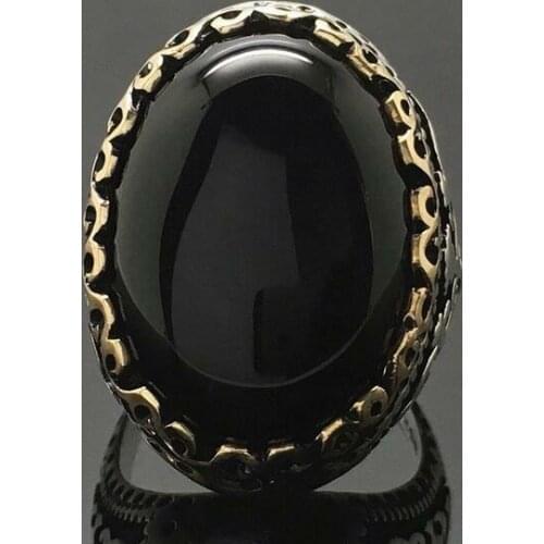 Vintage 925 Silver Ring Black Onyx AAA Zircon Gemstone Wedding Engagement Ring For Women Men Gift