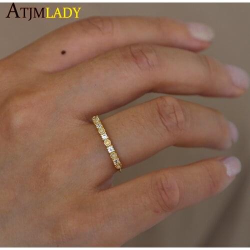 Tiny Delicate Gold Color Small Rings For Women Small Opal Cz Stone Girl Gift Simple Cute Finger Ring IN 100% 925 sterling silver