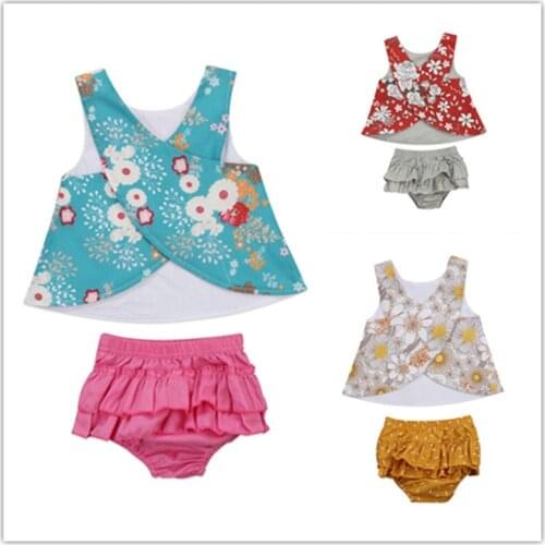 Citgeett Cute Flower Newborn Baby Girls Outfit Clothes Vest Tops T-shirt+Tutu Shorts Clothing Set 0-18M