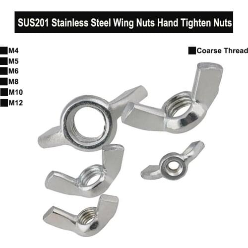 SUS201 Stainless Steel Wing Nuts Hand Tighten Nuts M4 M5 M6 M8 M10 M12