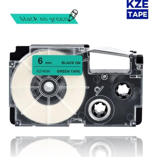 6mm Casio label tape Black on Green compatible label tapes XR6GN XR 6GN XR-6GN for KL-60 typewriter KL-60SR KL120 EZ Label Maker