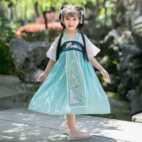Summer Girls Chinese National Style Princess Dresses Baby Traditional Tang Dynasty Dress Girl Butterfly Back Performance Clothes