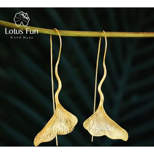 Women's Gold Earrings Lotus Fun China