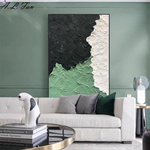Print minimalist abstract decorative painting oil painting simple forest green black and white bedroom light luxury painting