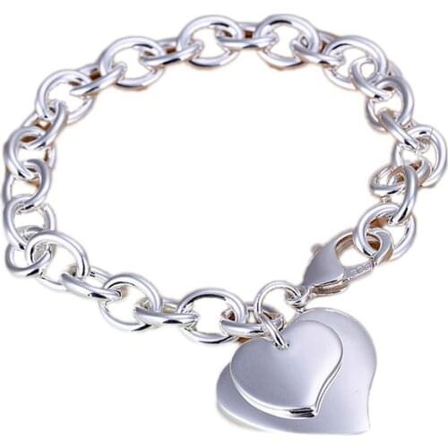 Trendy Charming Fine Jewelry Heart Shaped Bracelet With Chian Silver Color Fashion Gift Decoration Bracelet