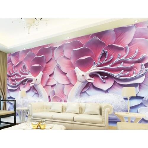 Custom wall mural Modern art painting high quality mural wallpaper Deer floral relief 3d mural wallpaper