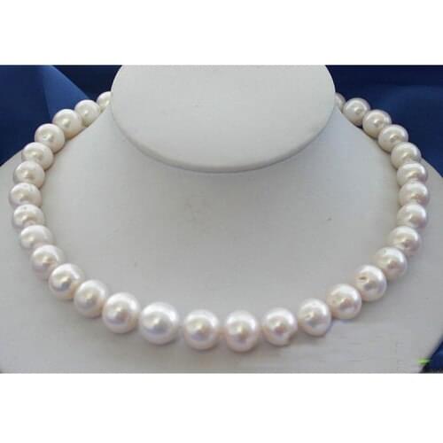 Unique Pearls jewellery Store Huge 12-14mm White Color Freshwater Pearl Necklace Charming Women Birthday Gift FN1028