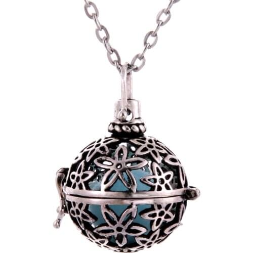 Round Shape Perfume Oil Pendant Essential Aromatherapy Diffuse Necklace Medallion Cage Pendant For Women Girl Gift Jewelry Gift