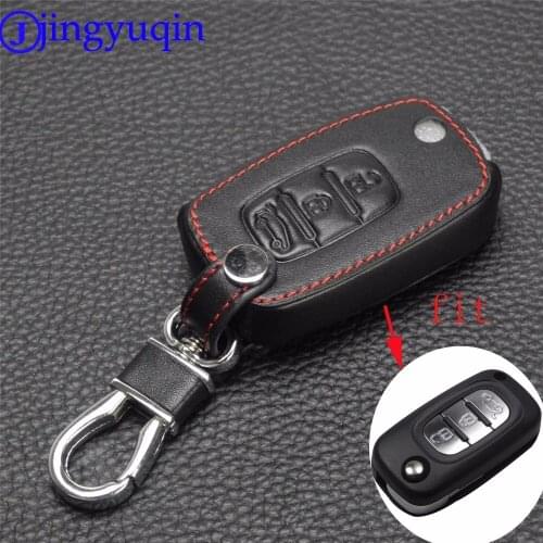 Jingyuqin 10ps Remote 3 Buttons Car key Leather Case Fob Cover For LADA Sedan Largus Kalina Granta Vesta X-Ray XRay For Renault