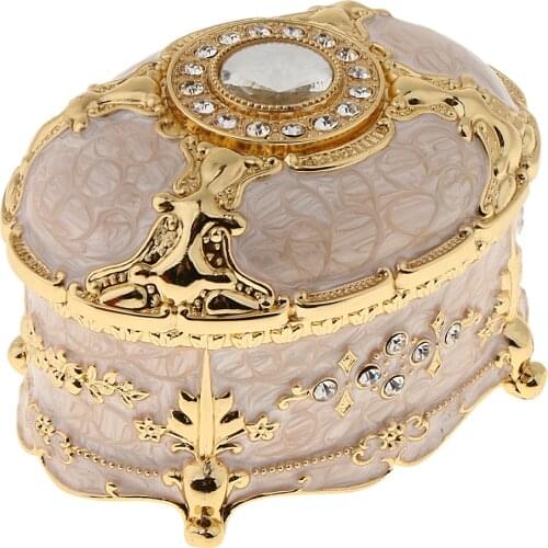 Luxury Vintage Metal Jewelry Box Ring Trinket Case Christmas Birthday Gift
