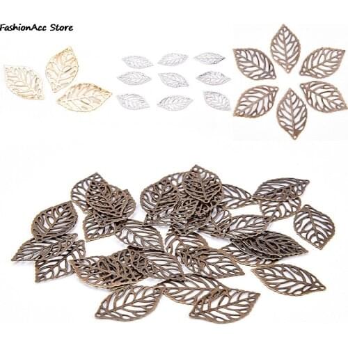 50Pcs/set Metal Crafts Leaf Filigree Wraps Connectors Connector For DIY Earring Jewelry Accessories Jewelry Making