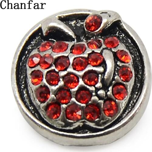 Apple Pattern Rhinestone Style Snaps Button Jewelry Charm For Leather Bracelet