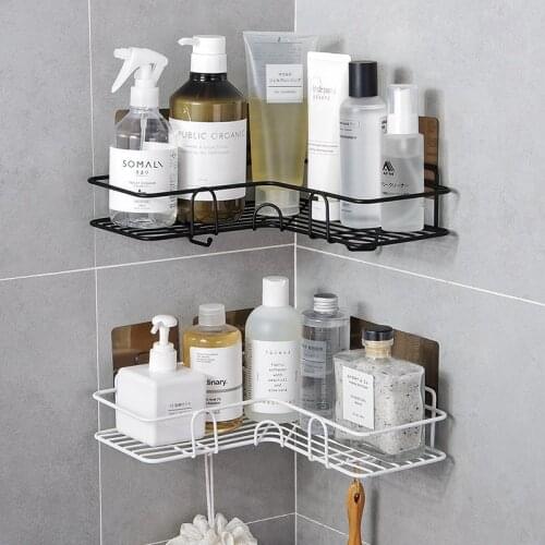 Bathroom Shelf Corner Frame Shower Shelf Wall Mount Shampoo Soap Storage Holder Triangle No Drilling Rack Bathroom Accessories