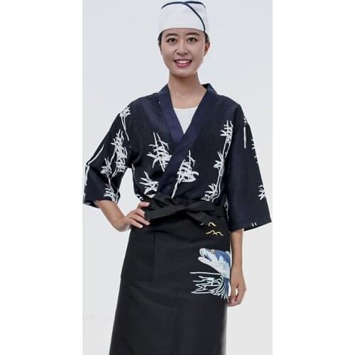 Japanese restaurant uniforms sushi chef Jackets Unisex Kimono Workwear food service Cook costume Kitchen Overalls Tops