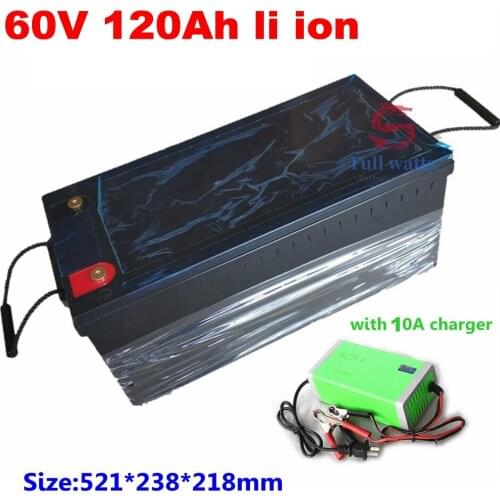 Waterproof lithium 60V 120AH li ion battery With BMS for 3500W 6000W scooter AGV pedicab boat Skateboard bike +10A charger