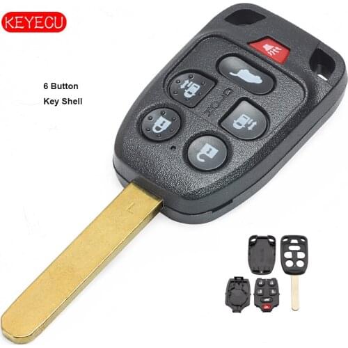 Keyecu 6 Button Replacement Remote Car Key Shell Case Fob for Honday Odyssey 2011-2013