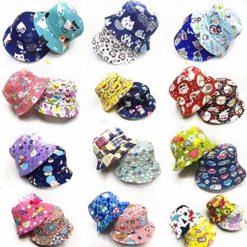 2-5 Years New Kids Fisherman Hat Summer Hat Animal Car Printing Cotton Linen Bucket Hat For Girls Boys Panama Fold Girls Sun Hat