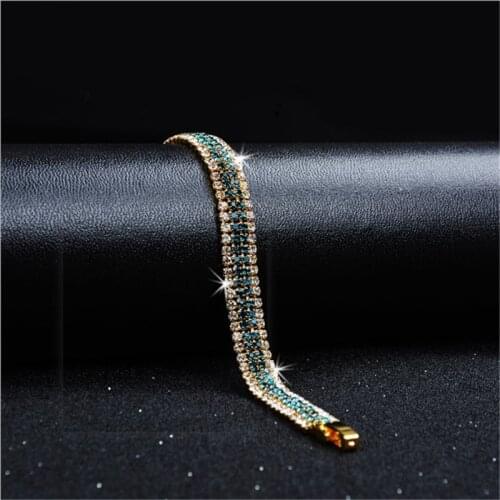 1 Pcs Blue Stones Bracelets Women Ladies Cubic Zirconia Rhinestone Jewelry Fashion Simple Bracelets Statement Jewelry Wholesale