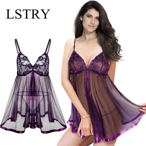 Lstry Sexy Lingerie Lace Lenceria Sexy Mujer Soft Lace Nightwear Underwear Sexy Dresss Nightdress Plus Size Sexy Lingerie Dress