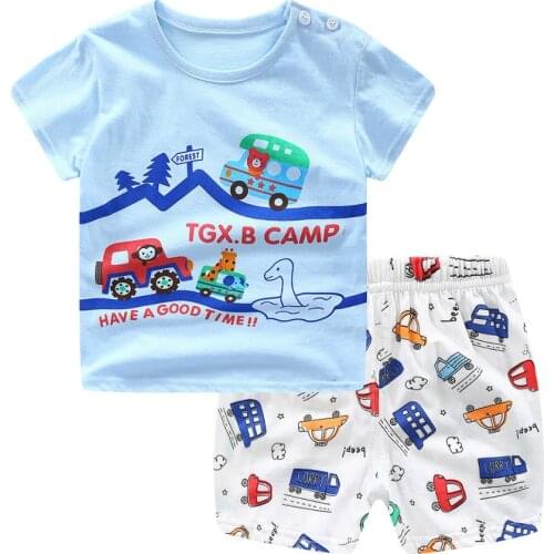 ZWF107 New Arrival Toddler Boy Kids Clothes Lion Print Short Sleeve T-shirt + Shorts 2 Piece Set Baby Boy Girl Cloths Outfit