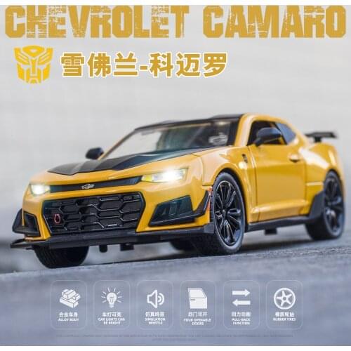 1:24 High Simulation Chevrolet Camaro Alloy Sports Car Model with Sound and Light Childrens Toys for Gifts