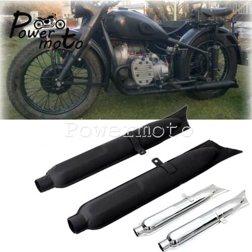 2x Cafe Racer Motorcycle Fishtail Exhaust Muffler 530mm Silencer Pipes For BMW K750 M72 R71 R12 Ural Side Car