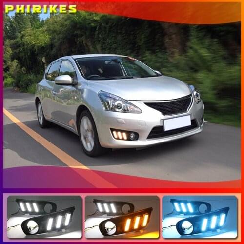 1 Pair For Nissan Tiida 2011 2012 2013 2014 2015 of 12V Car Auto LED Daytime Running Light Lamp DRL Fog Lamp Cover Fits