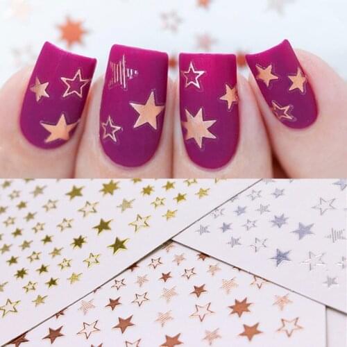 1PC 3D Lovely Stars Nail Stickers Glitter Shiny Star Ornaments Nail Art Tool Manicure Accessories