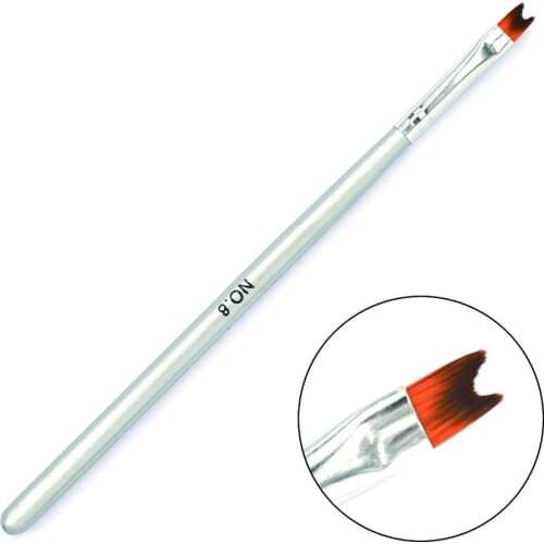 YZWLE 1 PC Professional Nails Brush Silver Wood Handle Half-moon Shape French Nail Brush 05