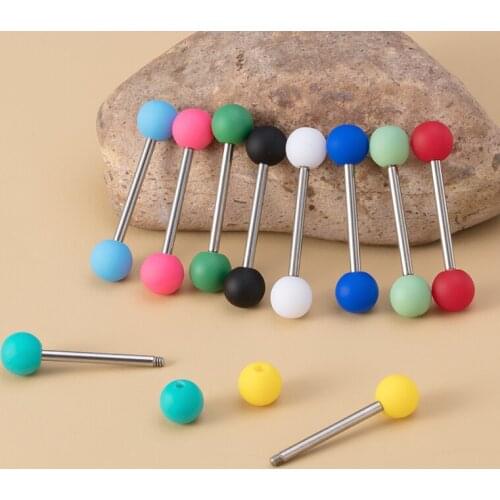 10PCS Colorful Tongue Piercing Acrylic Ball Tongue Ring Bar Barbell Stainless Steel Nipple Rings Sexy Piercings Body Jewelry 14G