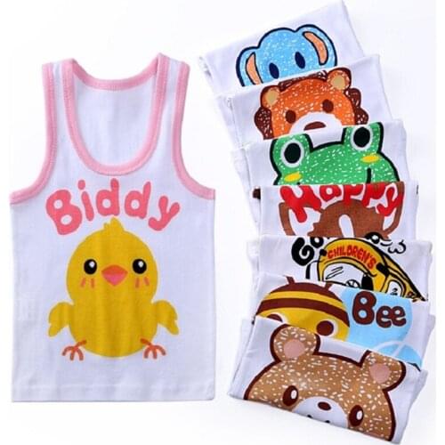 2019 Kids Underwears Cotton Boys Tops Baby Girl 2020 New Summer Camisoles Cartoon Childrens Undershirt Clothing Sleeveless Vest