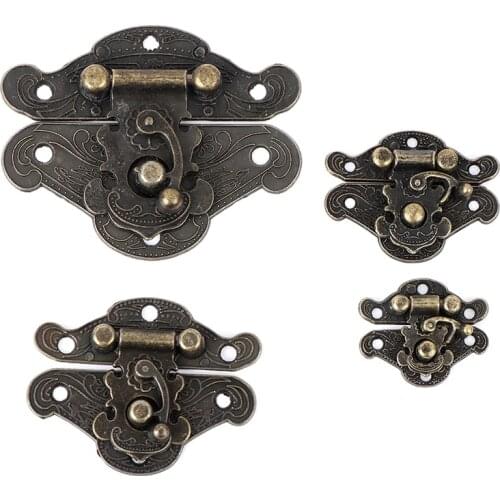 4pcs Antique Bronze Hasp Latch Jewelry Wooden Box Lock Cabinet Buckle Case Locks