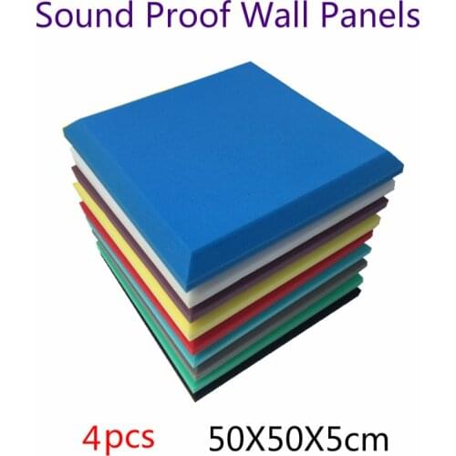 4PCS 50X50X5cm Acoustic Foam Soundproof Foam Sound Absorption Flat Tile Wedge Protective Sponge Sound Proof Wall Panels