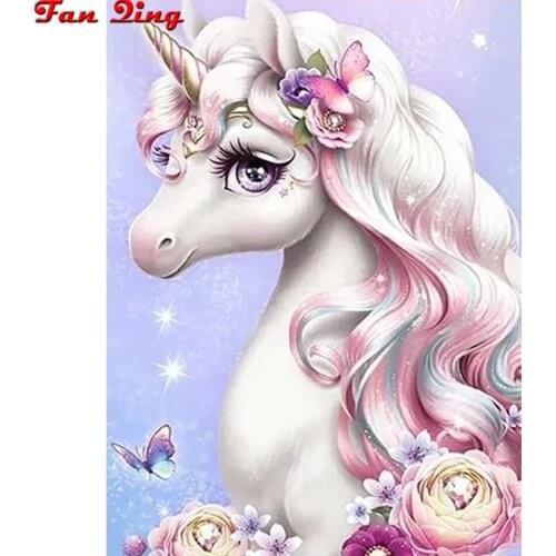 Diamond Painting Cartoon 5D Full Square Rhinestones Picture Unicorn Butterfly Flowers Diamond Mosaic Embroidery Home Decor Gift