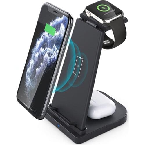 3 In 1 Wireless Phone fast Charging Charger For iPhone 11 12 MAX Apple Watch Bluetooth-Compatible Earphone Charging Stand