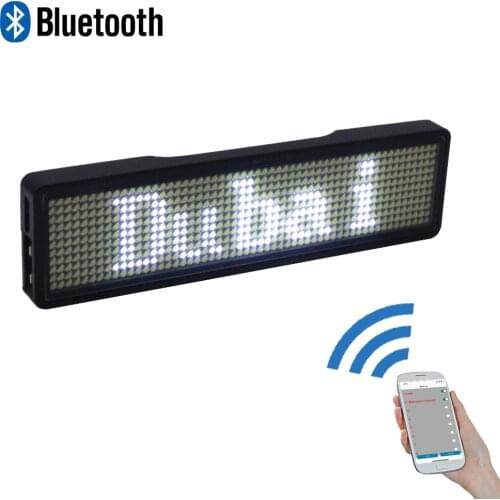 Bluetooth digital LED badge DIY programmable scrolling message mini LED display party event clear 11*55 pixels LED name sign