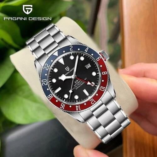 2021 PAGANI Design New Mens Automatic Mechanical Watches GMT Watch 40mm Sapphire Stainless Steel Waterproof 200M Reloj Hombre