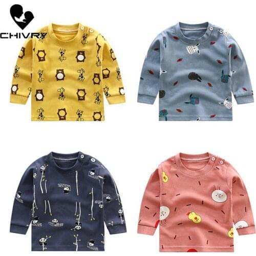 2020 Spring Autumn Kids Boys T Shirt Cute Cartoon Print Long Sleeve Baby Girls T-shirts O-neck Cotton Children Sweatshirt Tops