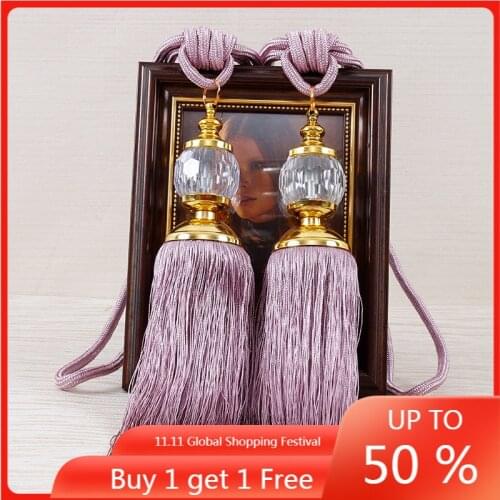 European Crystal Ball Tassel Fringe Curtain Bandage Bedroom Living Room Hanging Ball Tassel decorative balls