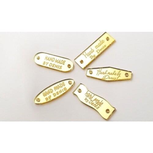 Factory Customized Sale 30pcs Acrylic Tag Clothing Tag Sewing on Acrylic Labels Tags Crochet Hats/Gloves/Bag Handmade Labels