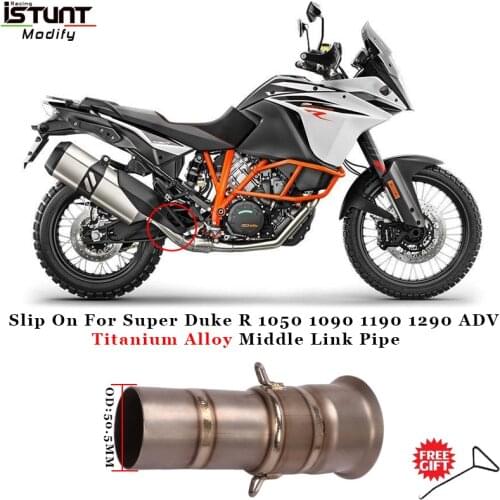 For Super Duke R 1050 1090 1190 1290 ADV Motorcycle Exhaust Modified Titanium Alloy Middle Link Pipe Connection 51mm Muffler