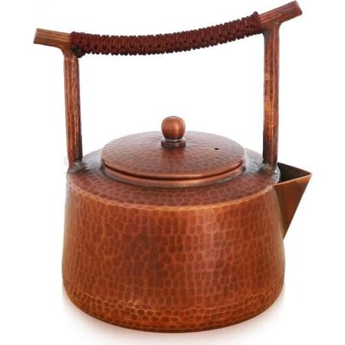 Hand-made Red Copper Pot Thickened Hammered Teapot Health Boiled Water Pot Electric Ceramic Stove Teapot Pure Copper Pot