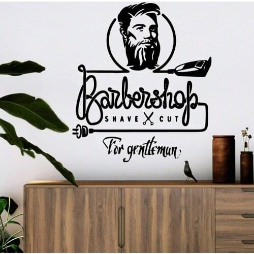 Artistic Barbershop Wall Sticker Gentleman Hairstyle Design Store Vinyl Shop Window Wall Decals Home Furnishing Decorative Z590