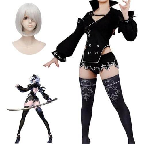Game NieR:Automata 2B Cosplay Costume Fashion Cute Balck Battle Uniform Unisex Activity Party Role Play Clothing Custom-Make